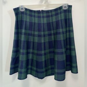 Twik Green and Blue Plaid A-Line Mini Skirt